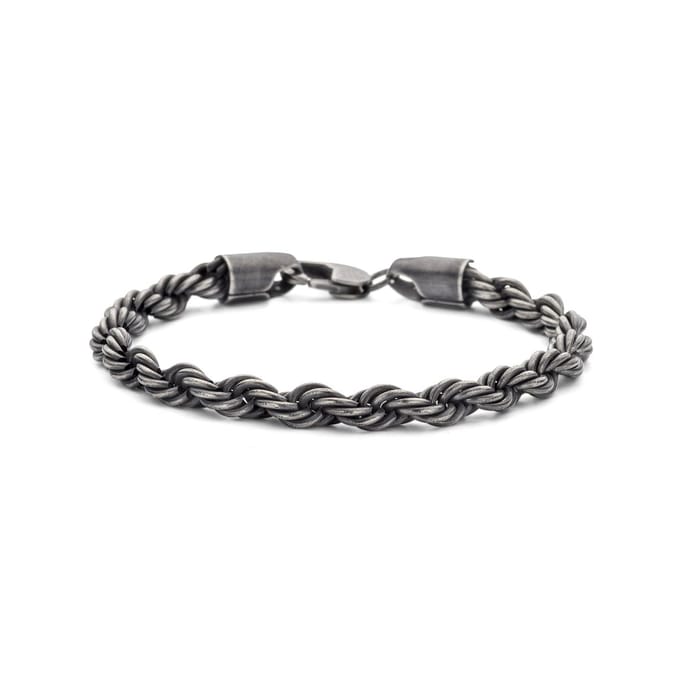 Frank 1967 7FB-0683 Heren Armband Koord - 6mm - 20cm - Staal - Antraciet