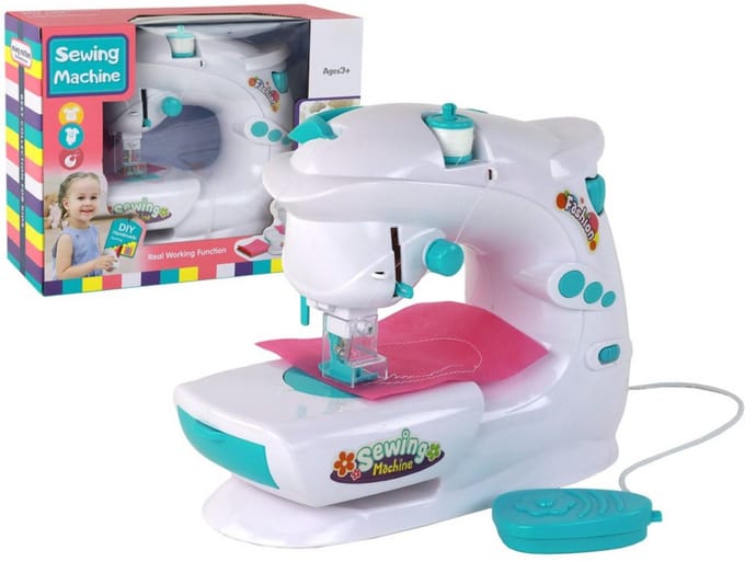 Playos® - Speelgoed Naaimachine - Blauw - met Muis - Draagbare Naaimachine - Creatief Speelgoed