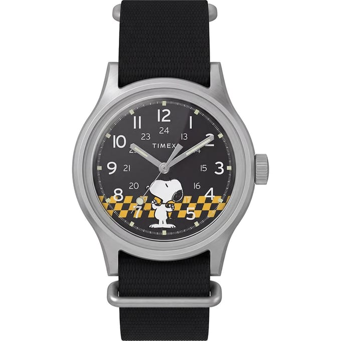 Timex Peanuts MK1 Racing TW2Y85400 Horloge - Textiel - Zwart - Ø 36 mm