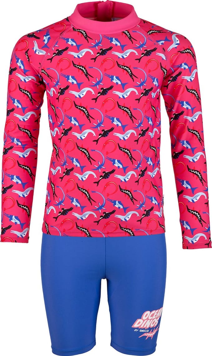 BECO ocean dinos - rashguard suit voor kinderen - roze - maat 110