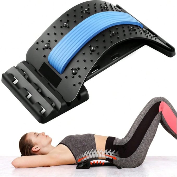 S&E Rugstretcher en Massager – Verstelbare Lendensteun - Blauw