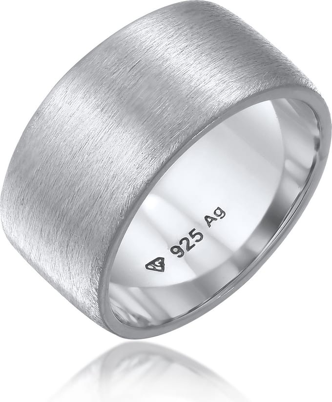 Elli - Ring - Dames Band Breed Mat Geborsteld Basis in 925 Sterling Zilver - Dames