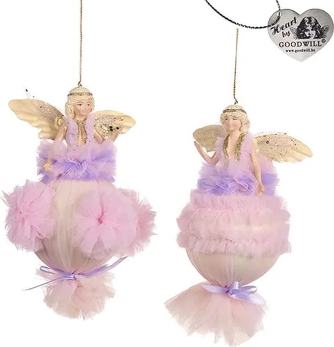 Goodwill - Sky Tulle Fairy on Ball (set a 2 stuks) - 19 cm - Roze/Paars/Goud