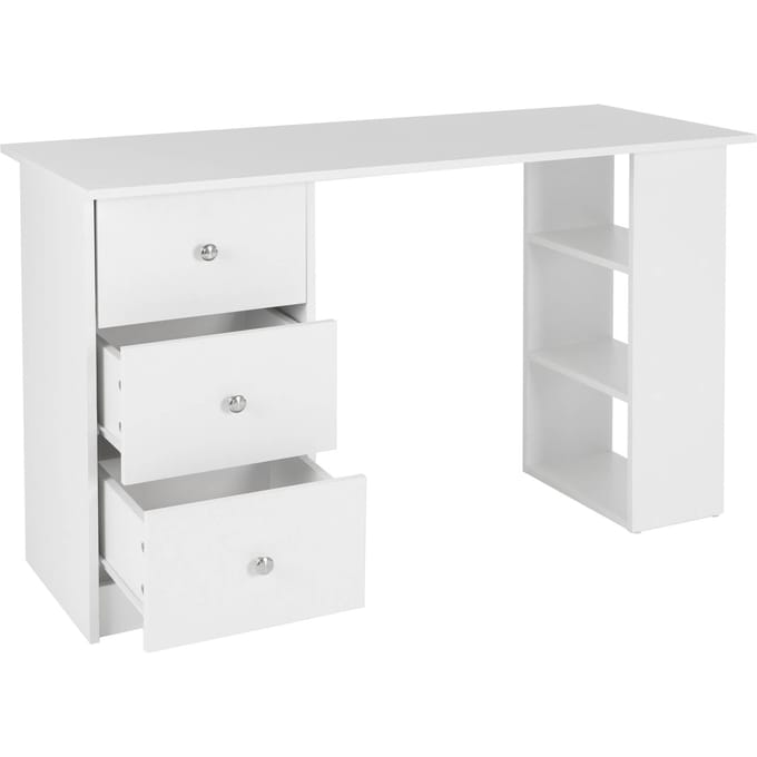 Bureau met drie laden en opbergplanken 120x49x72 cm Wit ML design