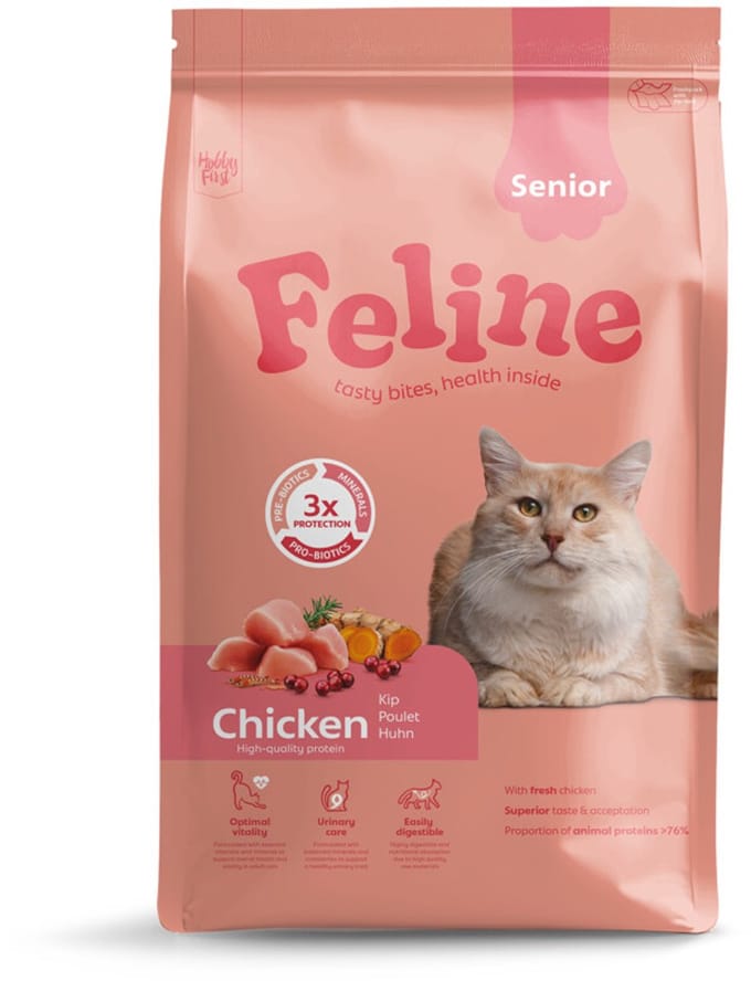 HobbyFirst Feline Kattenvoer Senior Chicken 4,5 kg - Kat