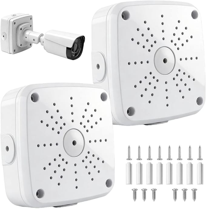 Beveiligingscamera Aansluitdoos - Dome Camera Box - Kabel Beheer - Waterdichte Bescherming - 2 Stuks - Wit