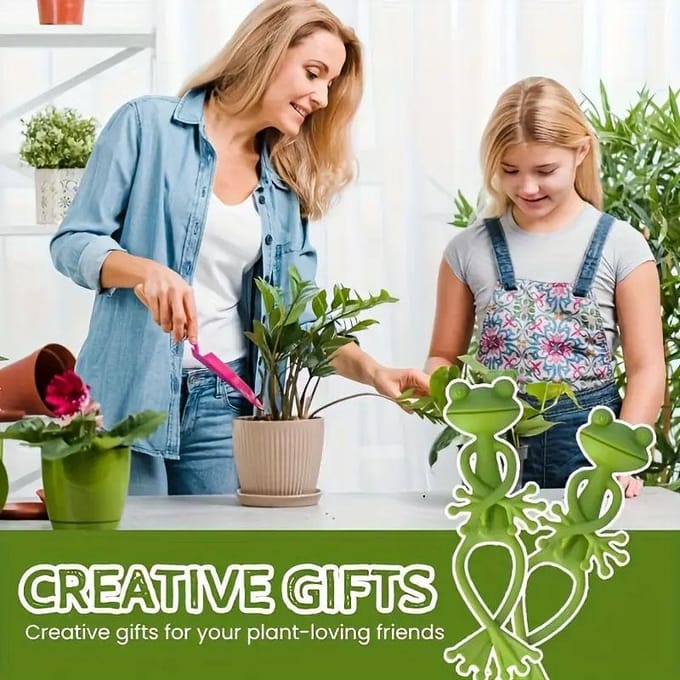 2 STuks Binnen Tuindecoratie Kikker Plantenstandaard, Stabiele Ondersteuning Voor Kleine Potplanten, Groene Simulatie Vormige Ondersteuning Rack 2PC groen