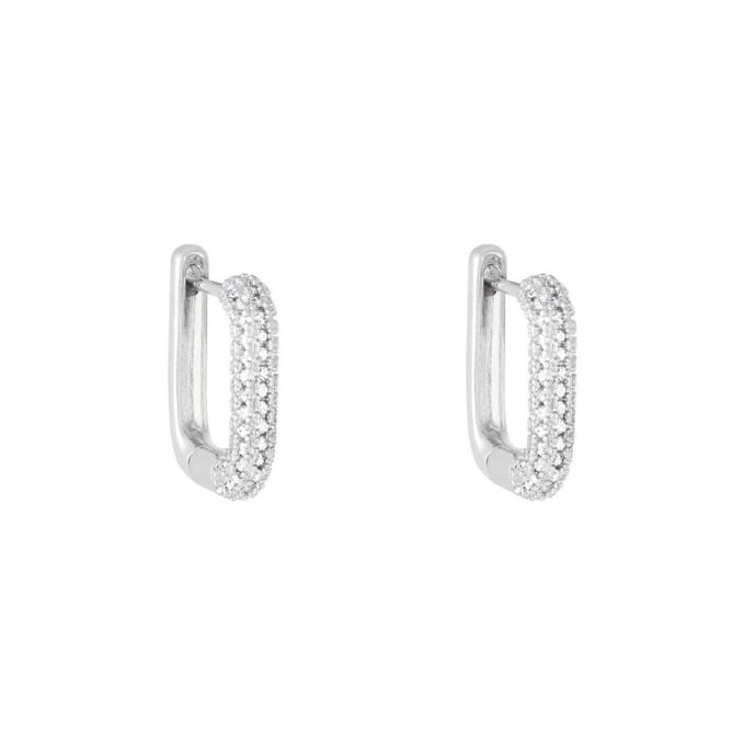 Oorbellen Diamond Rectangle - Yehwang - Oorbellen - One size - Zilver