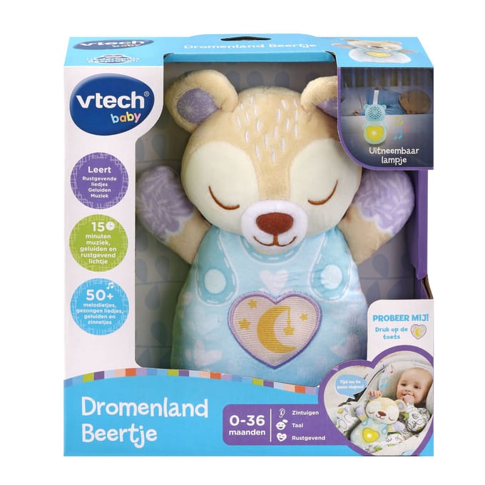 VTech Baby Dromenland Beertje - Interactieve Knuffel - Educatief Speelgoed - Van 1 tot 3 Jaar - Blauw