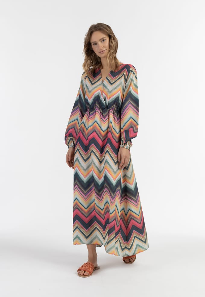 IZIA Maxi-jurk met lange mouwen Dames Zigzag-print