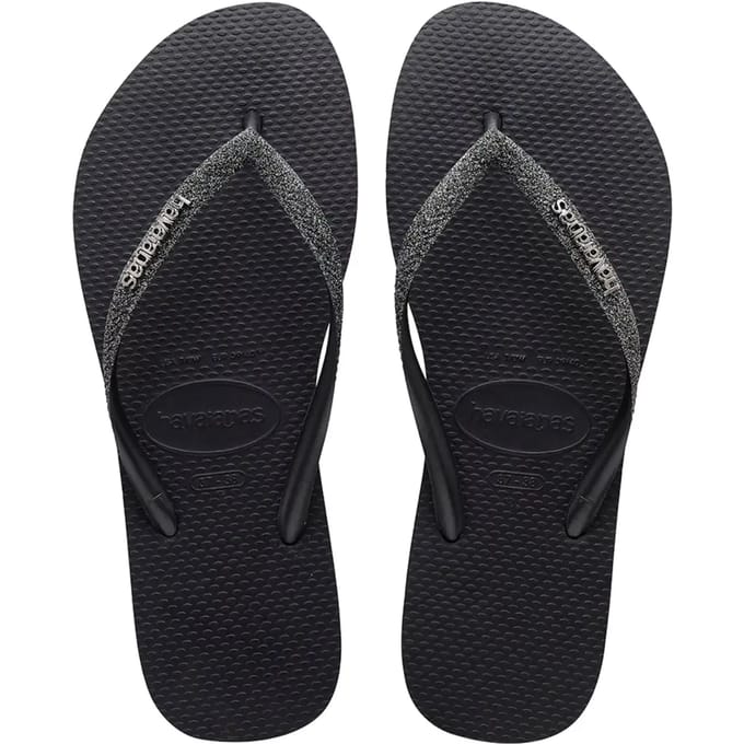 Havaianas Slim Glitter II Meisjes Slippers - Black/Dark Grey Metallic - Maat 29/30
