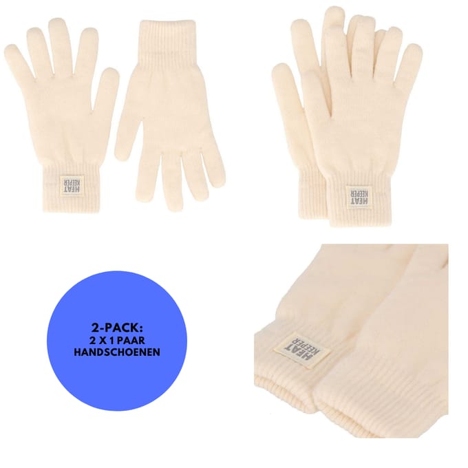 Thermo handschoenen - Dames - Onesize - 2-Paar - Off White