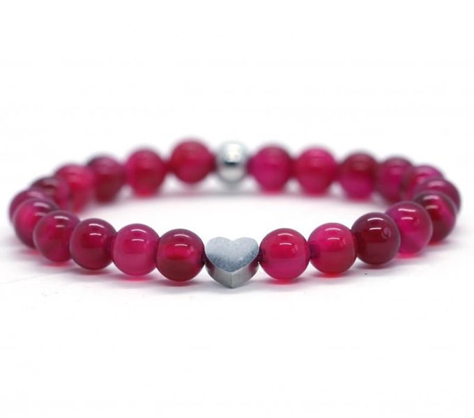 Dames armband roze agaat 17,5 cm - Heaven Eleven