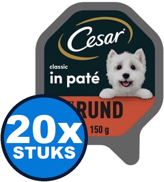 20x Cesar Classic - Pate met Rund - Hondenvoer - 150g