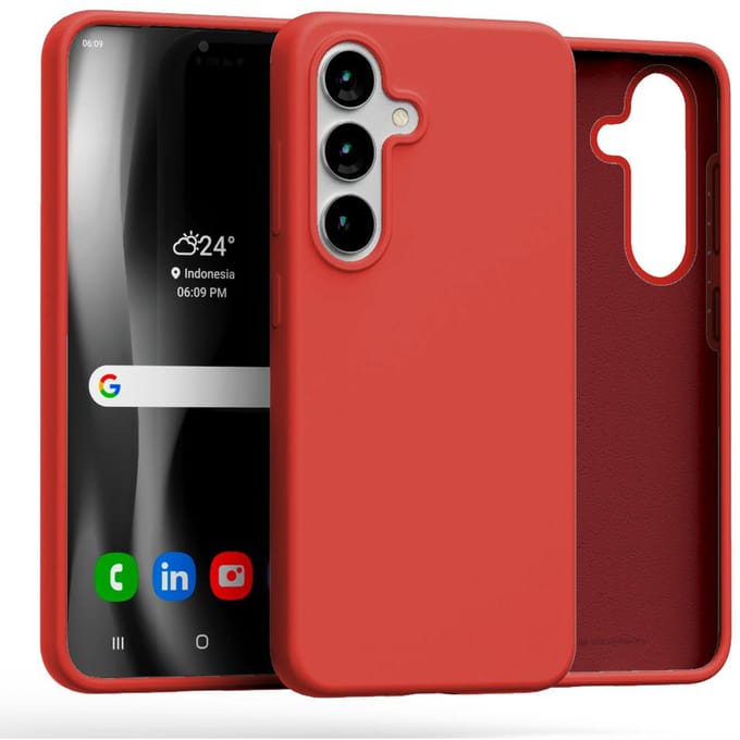 Mercury Silicone - Hoesje - Samsung Galaxy S25 - Rood - Silikon
