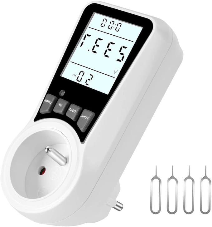 Stopcontact Energiemeter met Groot LCD Scherm en Overbelastingsbeveiliging