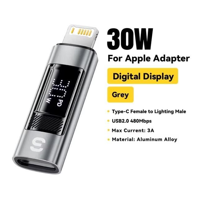 Essager Type C naar verlichting OTG-adapter Digitaal display Snel opladen Type-C vrouwelijk naar bliksem mannelijk connector voor iPhone 15 14