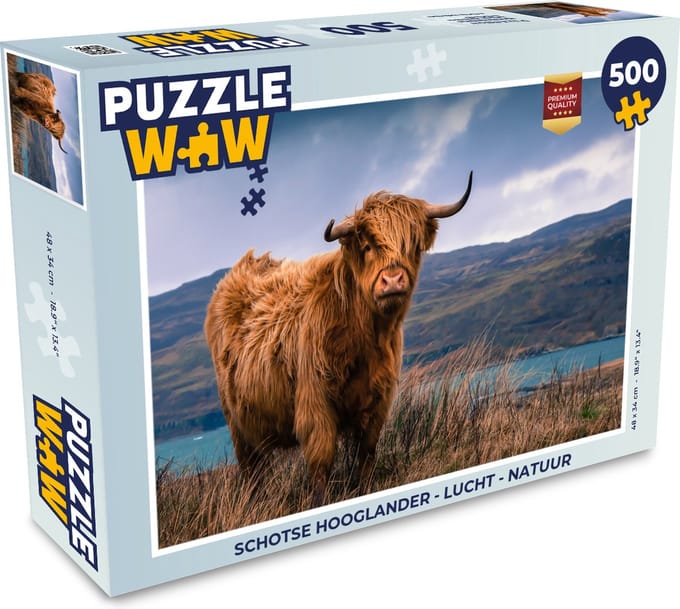 Puzzel Schotse hooglander - Lucht - Natuur - Legpuzzel - Puzzel 500 stukjes