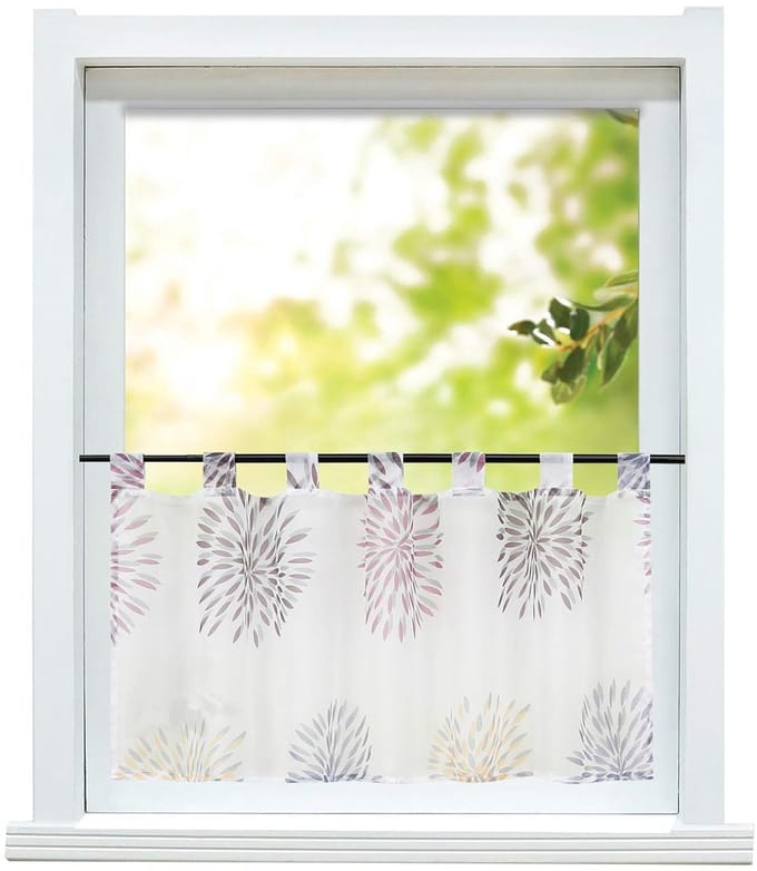 Vitrage met Cirkel Patroon - Modern Bistrogordijn - 1 stuk - Violet - 60 x 120 cm
