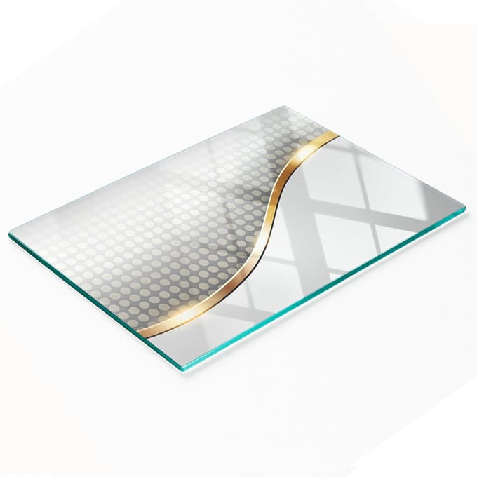 Multifunctioneel decoratief glazen bord met abstracte print 80x52 cm