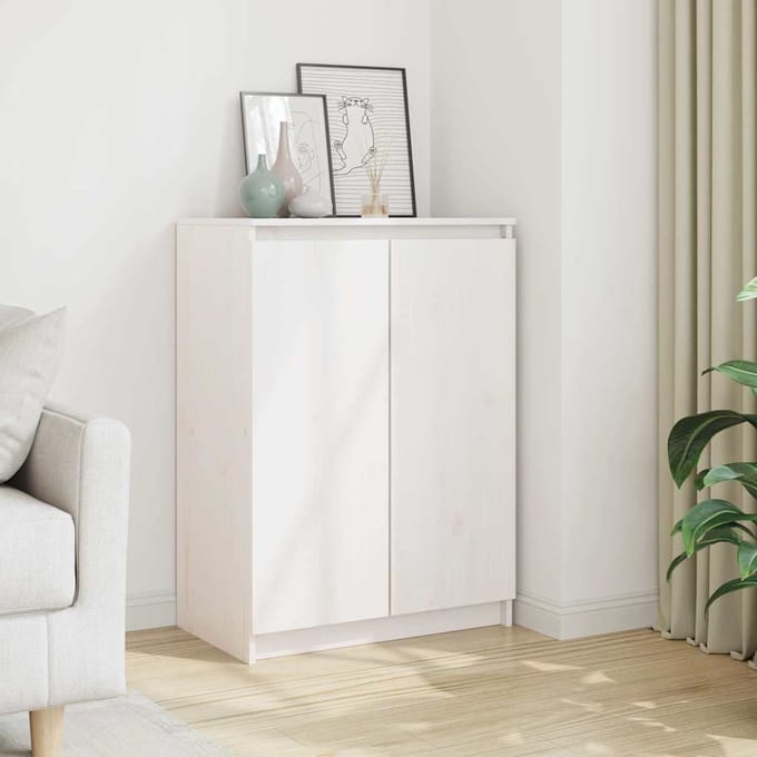 vidaXL - Dressoir - 60x36x84 - cm - massief - grenenhout - wit