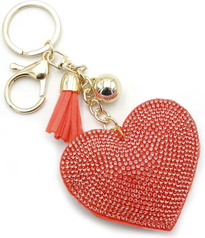 Tashanger met groot rood hart en strass
