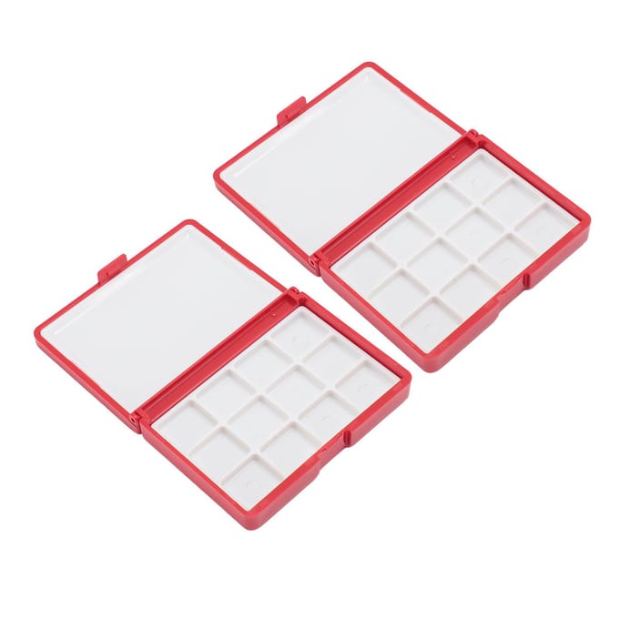 2 Stuks Draagbare Aquarel Doos Afneembaar Makkelijk Schoon te Maken Compact Mini Aquarel Palet Doos voor Flat 24