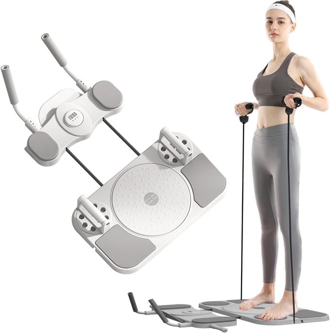 Multifunctioneel Pilates Trainingsapparaat 5-in-1 met Teller en Weerstandsbanden