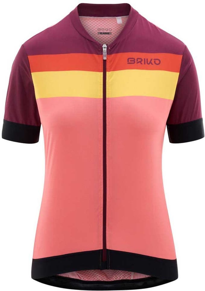 Briko Stripe 241158w Korte Mouw Wielertrui Roze S Vrouw