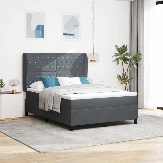 vidaXL - Boxspring - bed - met - hoofdeinde - Donkergrijs - 200 - x - 160 - cm - Fluweel