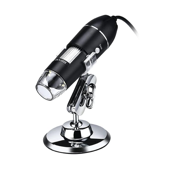 Microscope numérique USB, caméra à grossissement 1000X, 8 LED avec support, Compatible avec Android 1600X