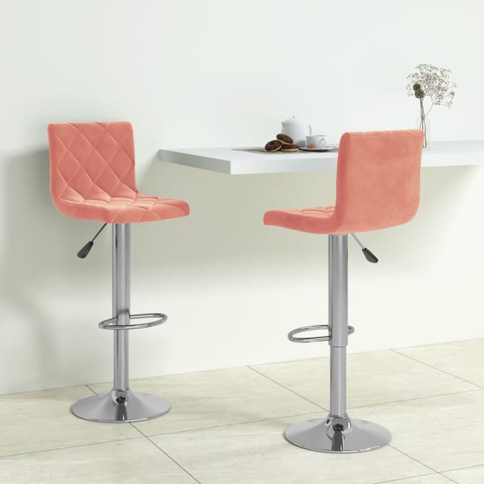 vidaXL - Barkrukken - 2 - st - fluweel - roze