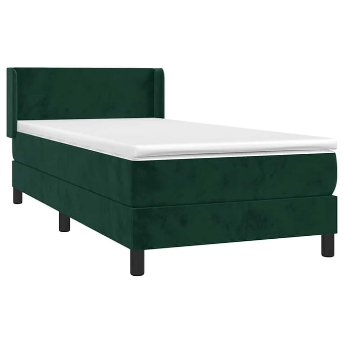 vidaXL - Boxspring - met - matras - fluweel - donkergroen - 100x200 - cm