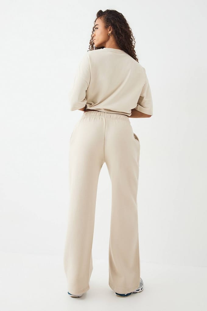 Dames DSGN Studio Geembosseerde Rechte Pijp Jogger | Stone | Maat: Large