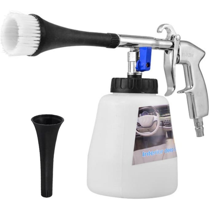 Autoreinigingspistool, hogedruk autodetailingwaspistool met 1L schuimfles draagbare Tornado wit