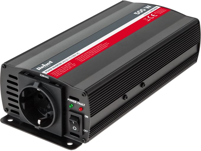 Rebel Omvormer - 24V DC naar 230V AC - 500W - Zwart