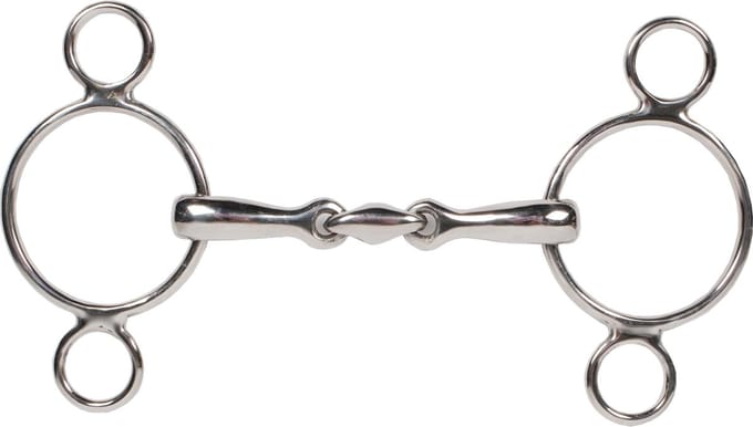 Pagony Pessoa Bit Dubbel Gebroken 3 Rings 16mm - Maat: 13,5 - Zilver - RVS