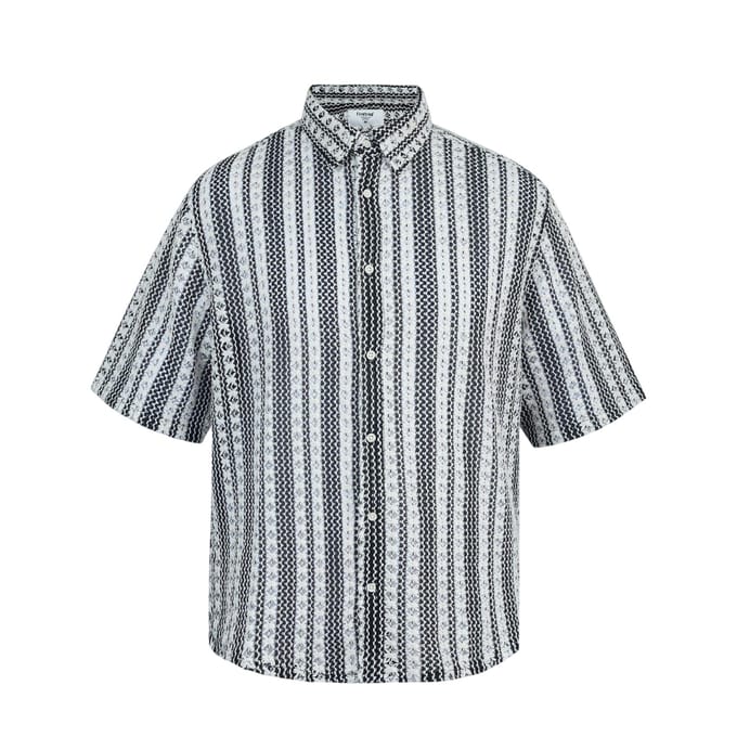 Firetrap Gedessineerd overhemd met korte mouwen voor heren (Zwart, Wit)
