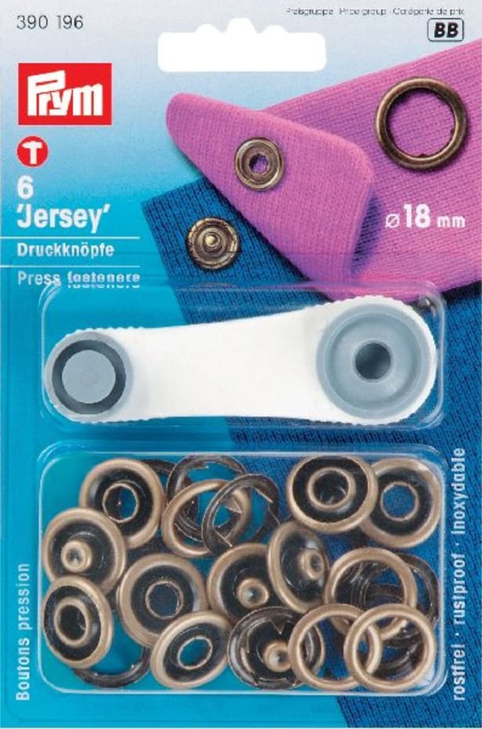 Naaivrijdrukknopen JERSEY tandring 18 mm oudmessing 6 st. - Drukknopen Jersey - Prym