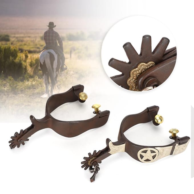 Laag koolstofstaal elegante uitstraling handsculptuur cowboy paard laars sporen decoratie voor black