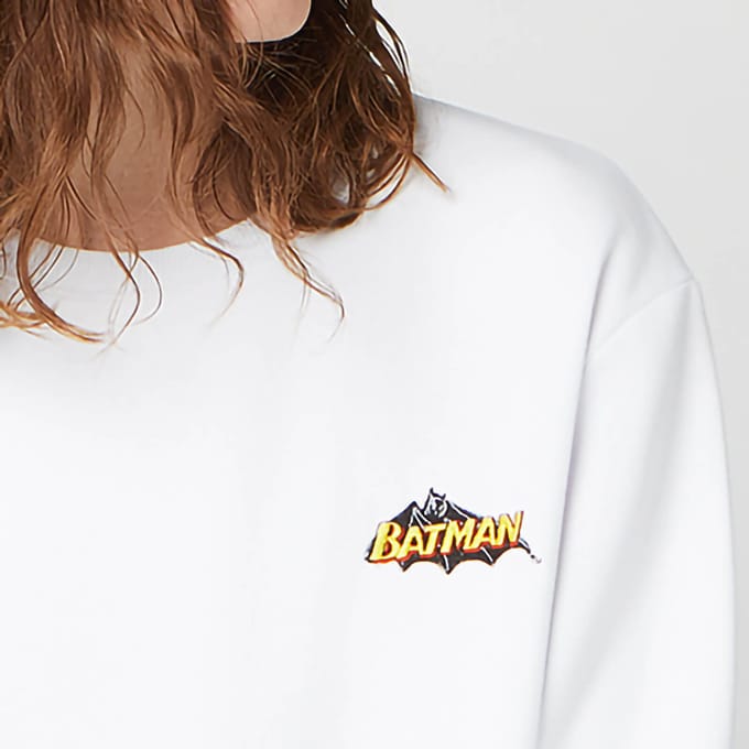 DC Batman Unisex Embroidered Sweatshirt - White - L
