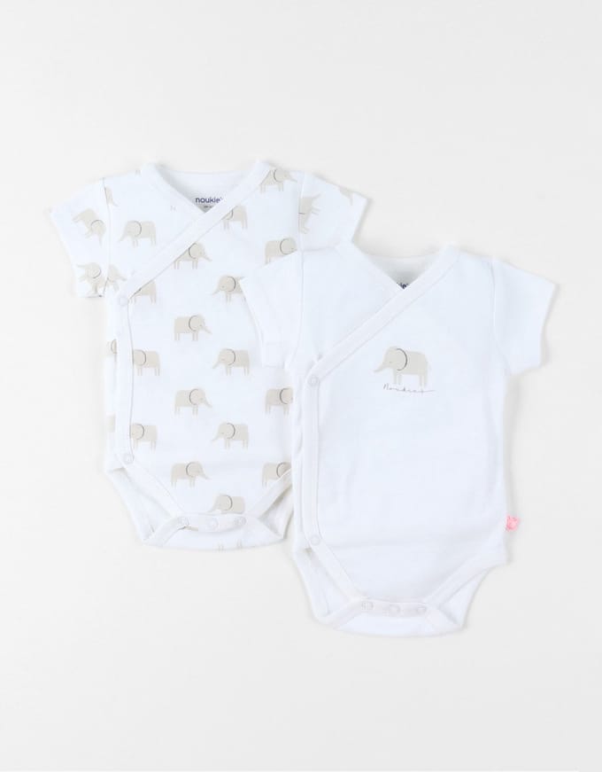 Noukie's - Romper - 2 Pack - Korte mouwen - Unie - 1 maand 56