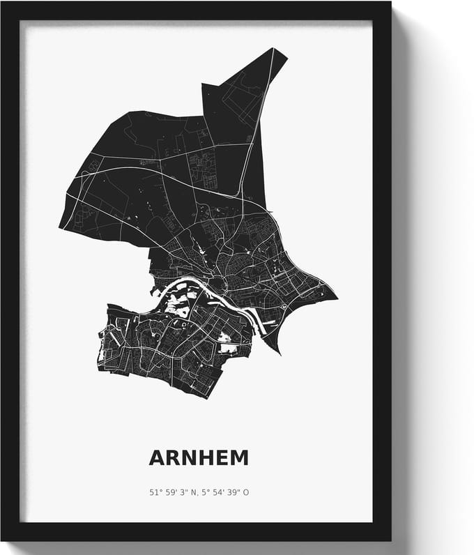 Poster Arnhem A4 - 21 x 30 cm - Zwart/Wit (Exclusief Lijst)