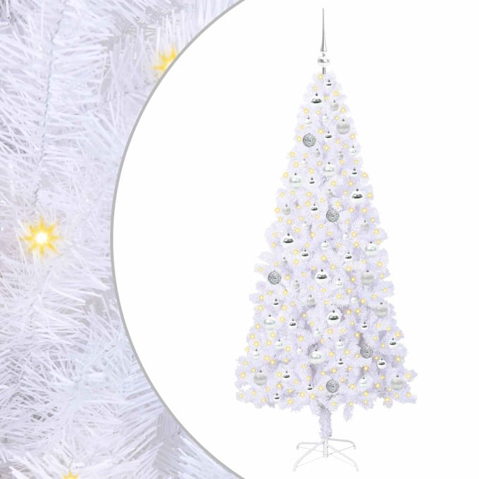 vidaXL Kunstkerstboom met 300 LED Wit 180 cm PVC en staal