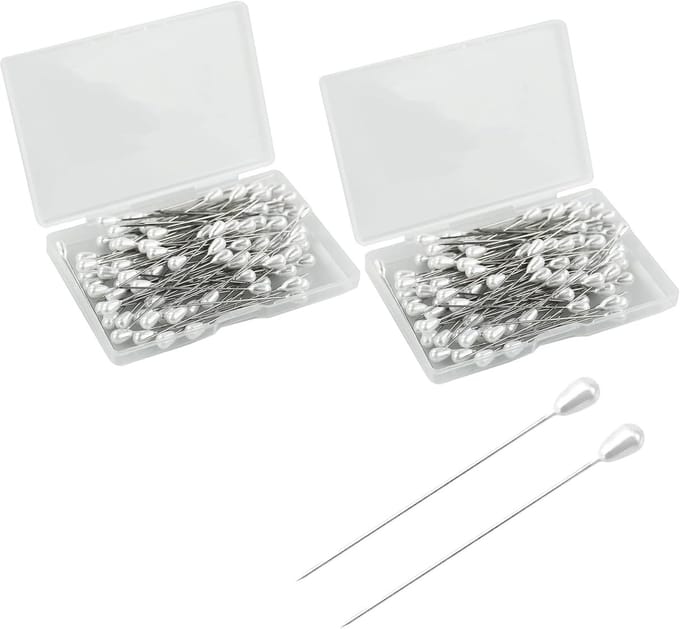 Corsage Pinnen - Naaipeld Boeket - Bruiloft Versiering - Druppelvorm Parels - 5 cm Lang - Wit