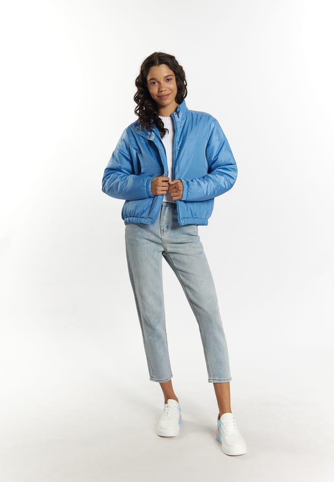 Mymo Licht gewatteerd blousonjack Dames Hemelsblauw