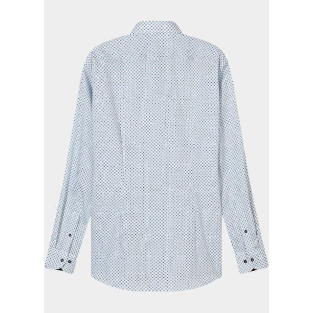 OLYMP Luxor modern fit overhemd - dobby - wit met blauw dessin