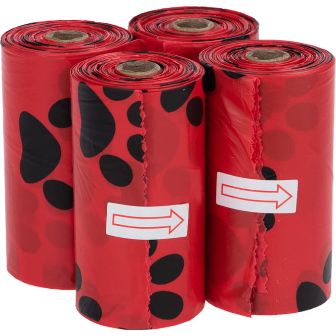 Hondenpoepzakjes met Geur 4 Rollen à 15 Zakjes Rood, Roos Hond