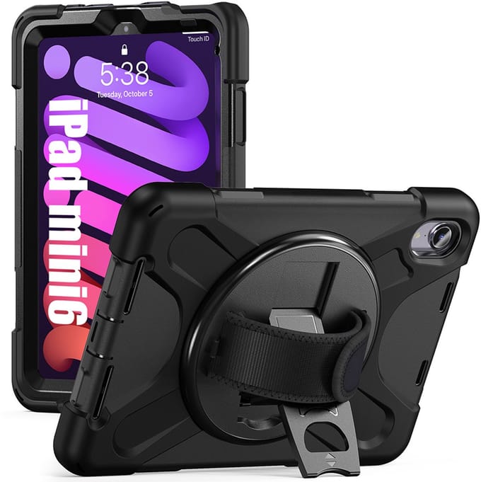 CaseBoutique Rugged Case geschikt voor iPad mini 7/mini 6 (2021) - Effen Zwart - Kunststof