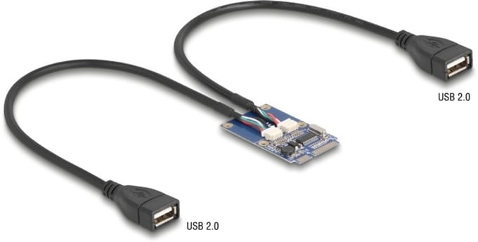 Delock Mini PCIe Adapter full size to 2 x USB 2.0 Type-A female 30 cm